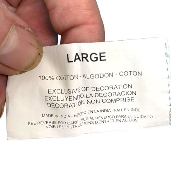 Nine West Jeans  Blue Gauzy Short Sleeved Elastic Waist Top L (A-080) - Picture 7 of 8